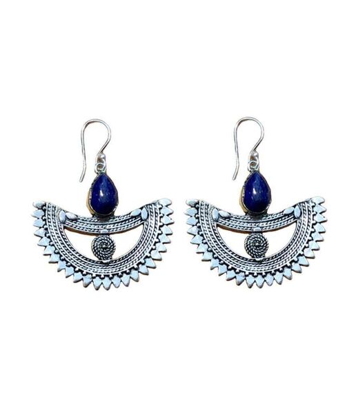 Bohemian Boat Stone Earrings - Blue