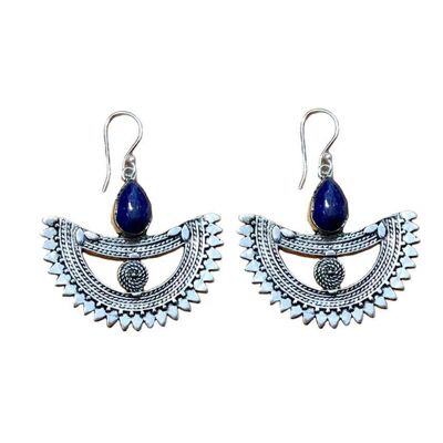 Bohemian Boat Stone Earrings - Blue
