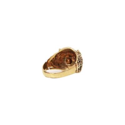 Anillo Búho con Piedra Semipreciosa - Oro y Blanco