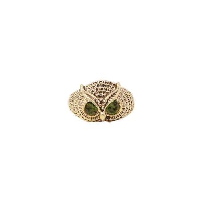 Owl Ring with Semi Precious Stone - Gold & Grey
