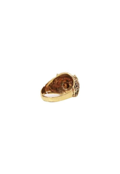 Owl Ring with Semi Precious Stone - Gold & Black
