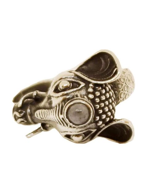 Elephant Ring with Semi Precious Stone - Silver & Grey
