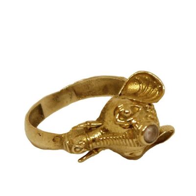 Anello Elefante con Pietra Semipreziosa - Oro e Grigio
