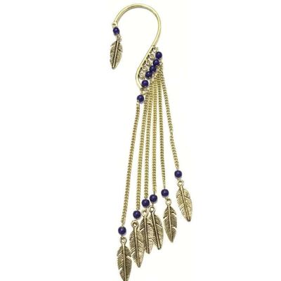 Boho Earcuff Feathers with Beads - Gold
