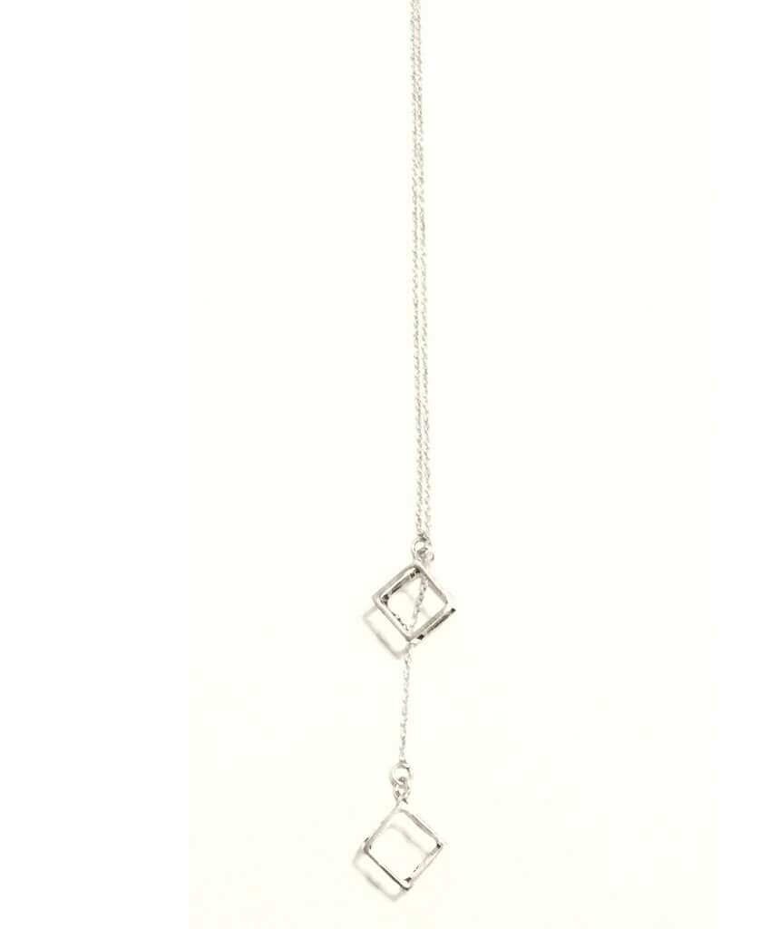 Double Square Classic Necklace - Silver