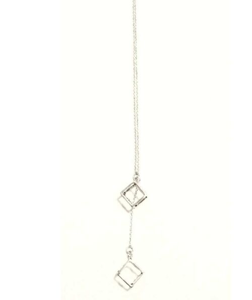 Double Square Classic Necklace - Silver