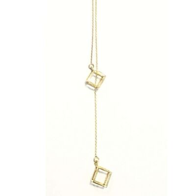 Doppelte quadratische klassische Halskette - Gold