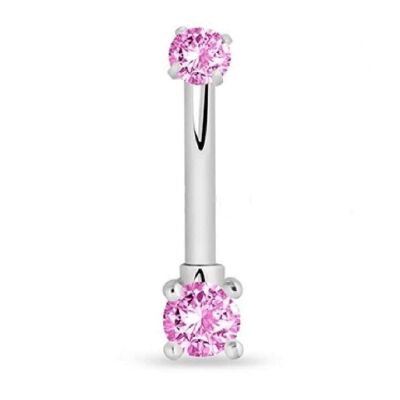 Anillo de ombligo de acero quirúrgico con rosca interna - rosa