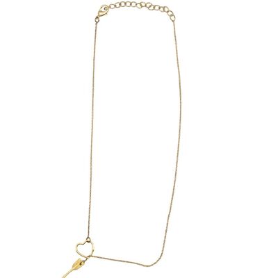Arrow and Heart Necklace - Gold