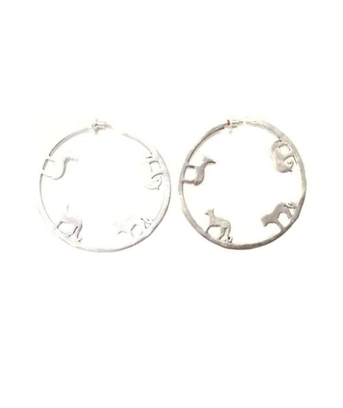 Large Animal Hoop Earrings - Silver