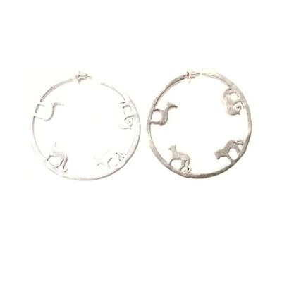 Large Animal Hoop Earrings - Silver