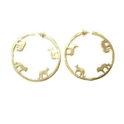 Large Animal Hoop Earrings - Gold