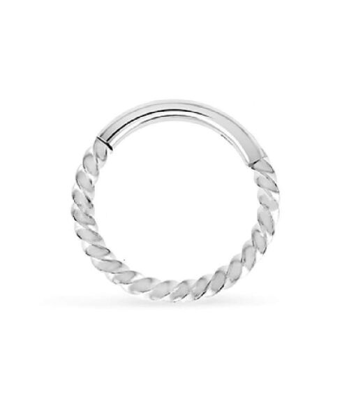 Surgical Steel Braided Hinged Septum Ring - Silver 6mm