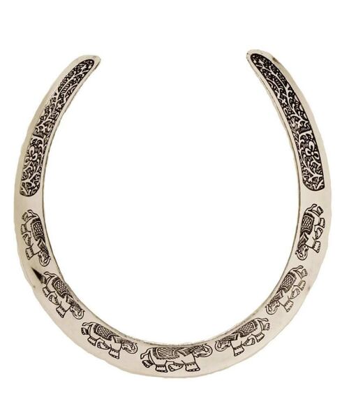 Thick Elephant Choker Necklace - Silver