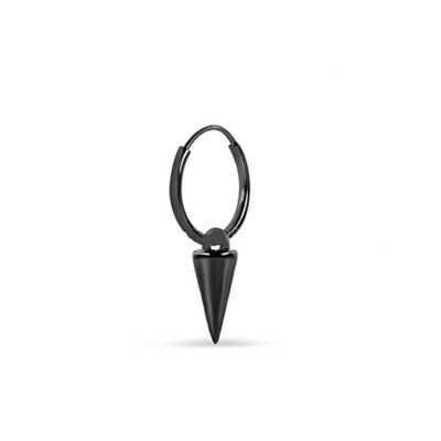 Sterling Silver Hoop with Cone - Black