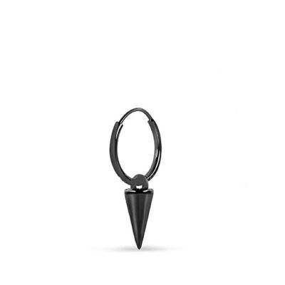 Sterling Silver Hoop with Cone - Black