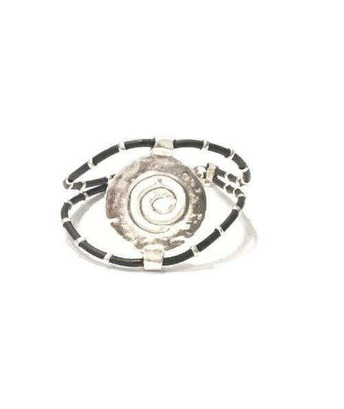 Spiral Leather Bracelet - Silver