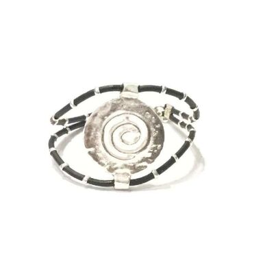 Bracelet Spirale en Cuir - Argent