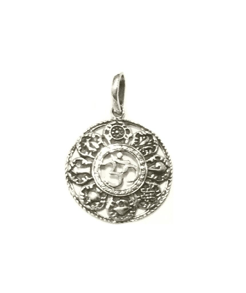 Om Round Pendant - Silver