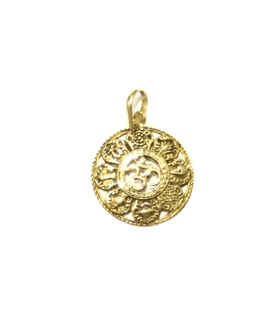 Om Round Pendant - Gold