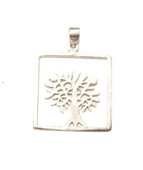Tree Square Pendant - Silver