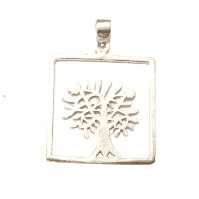 Tree Square Pendant - Silver