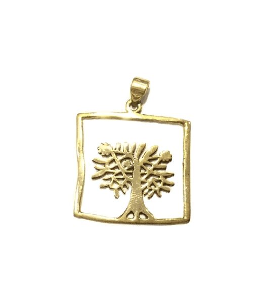 Tree Square Pendant - Gold