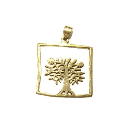 Tree Square Pendant - Gold