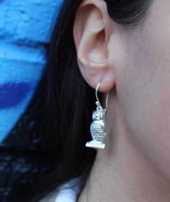 Boucles d'oreilles Chouette Argent 3