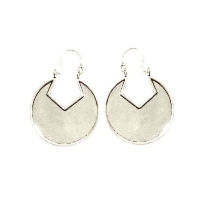 Geometric Hoop Earrings - Silver