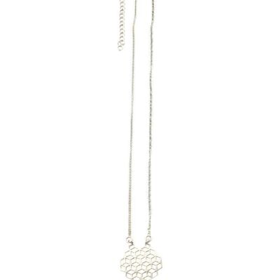 Honeycomb Pendant Necklace - Silver
