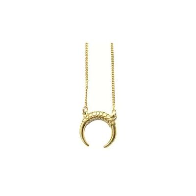Horn Necklace with Carving - Gold