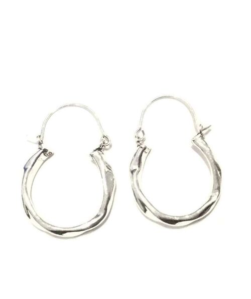 Twist Hoop Earrings - Silver