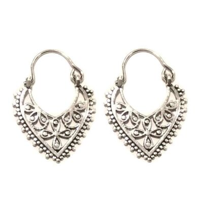 Mandala Triangle Earrings - Silver