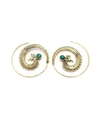 Boucles d'Oreilles Peacock Swirl - Argent & Turquoise 5