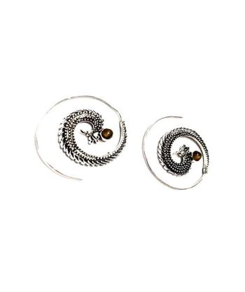 Boucles d'Oreilles Peacock Swirl - Argent Large & Marron 1