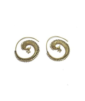 Boucles d'Oreilles Peacock Swirl - Argent Large & Marron 2