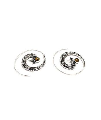 Boucles d'Oreilles Peacock Swirl - Argent Large & Marron 4