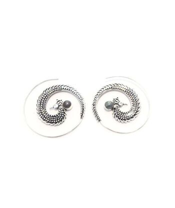 Boucles d'Oreilles Peacock Swirl - Argent Large & Marron 5