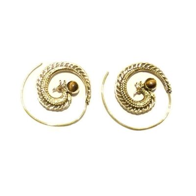 Peacock Swirl Earrings - Gold & Black