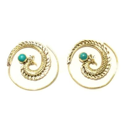 Peacock Swirl Earrings - Gold & Turquoise
