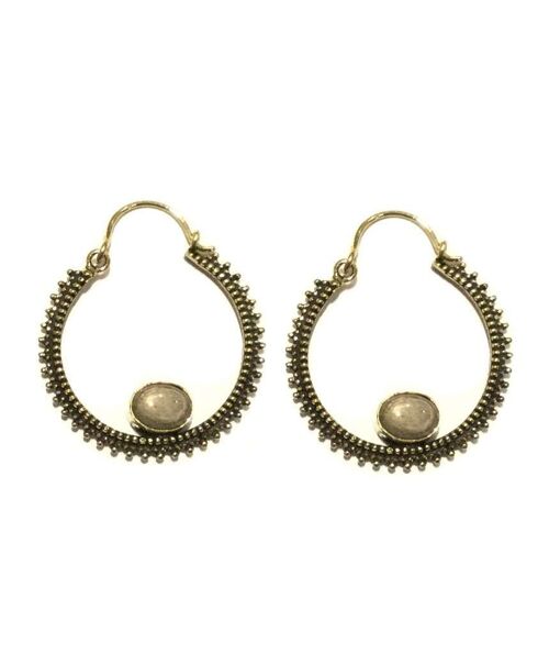 Circular Stone Earrings - Gold & Grey