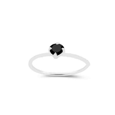 Sterling Silver Nose Ring with Stone - Black