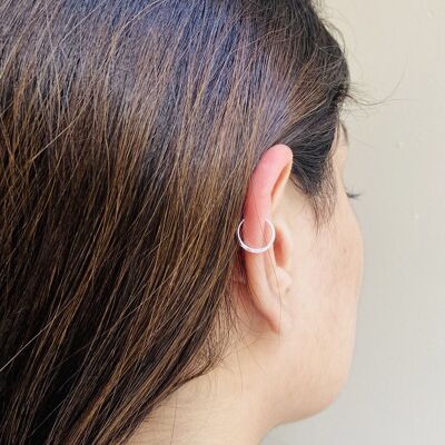 Sterling Silver Plain Fake Orbital Hoop - Silver