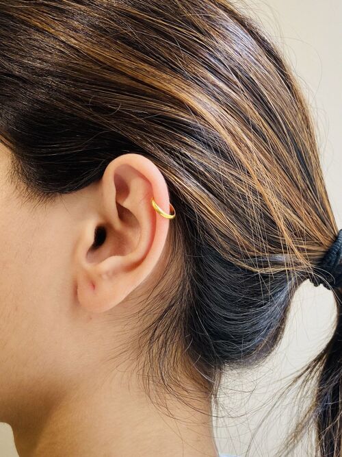 Sterling Silver Plain Fake Orbital Hoop - Gold