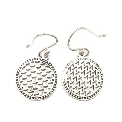 Drop Circle Earrings - Silver