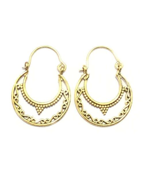 Ethnic Round Earrings - Gold