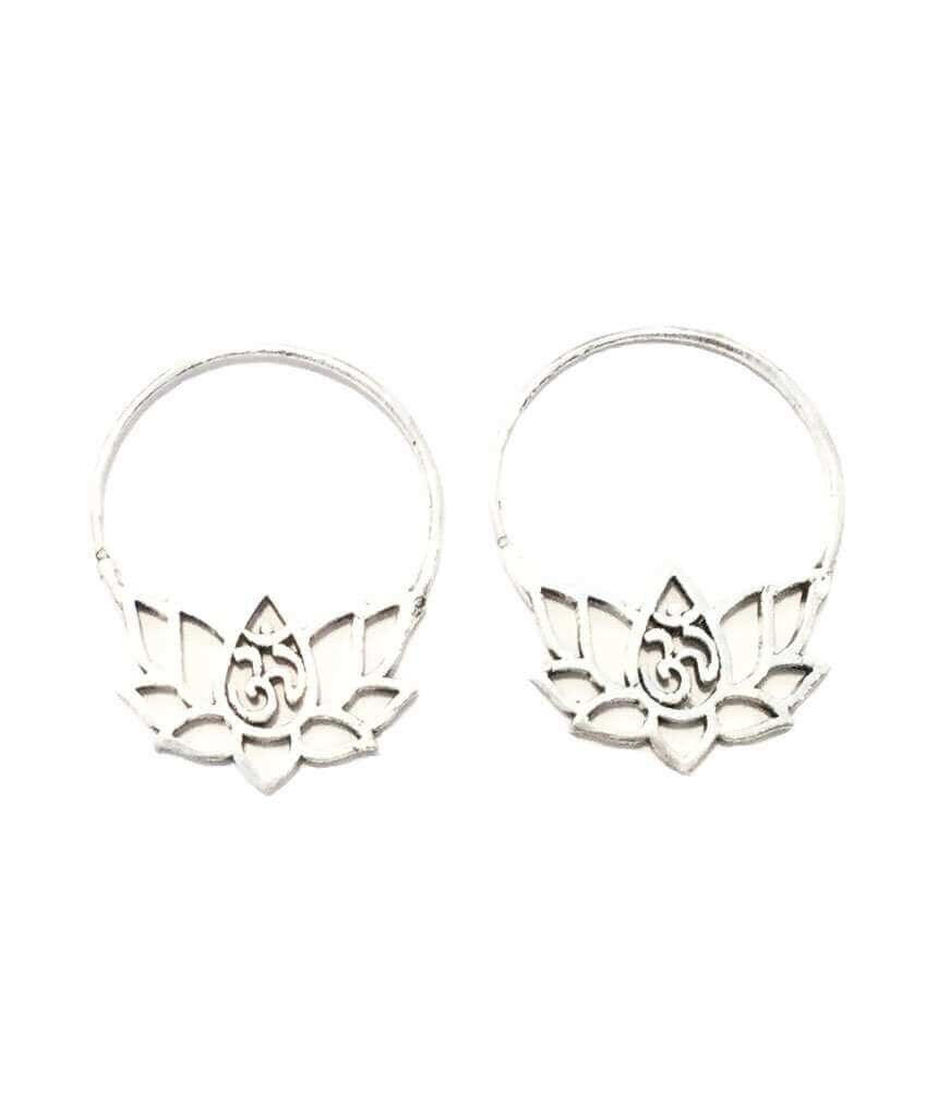 Boucles d'Oreilles Fleur de Lotus Om - Argent