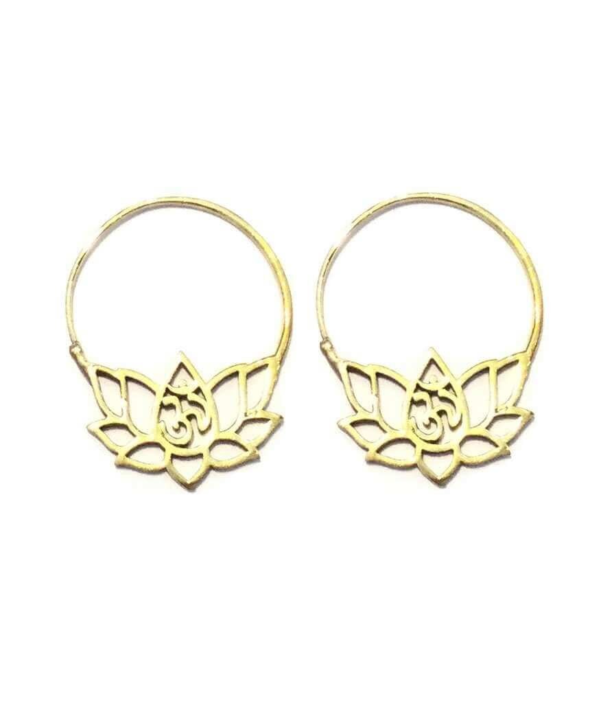 Boucles d'oreilles fleur de lotus Om - Or