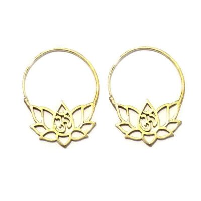 Om Lotus Flower Earrings - Gold